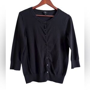 Talbots Cardigan sweater black with cropped sleeves women’s size medium petite
